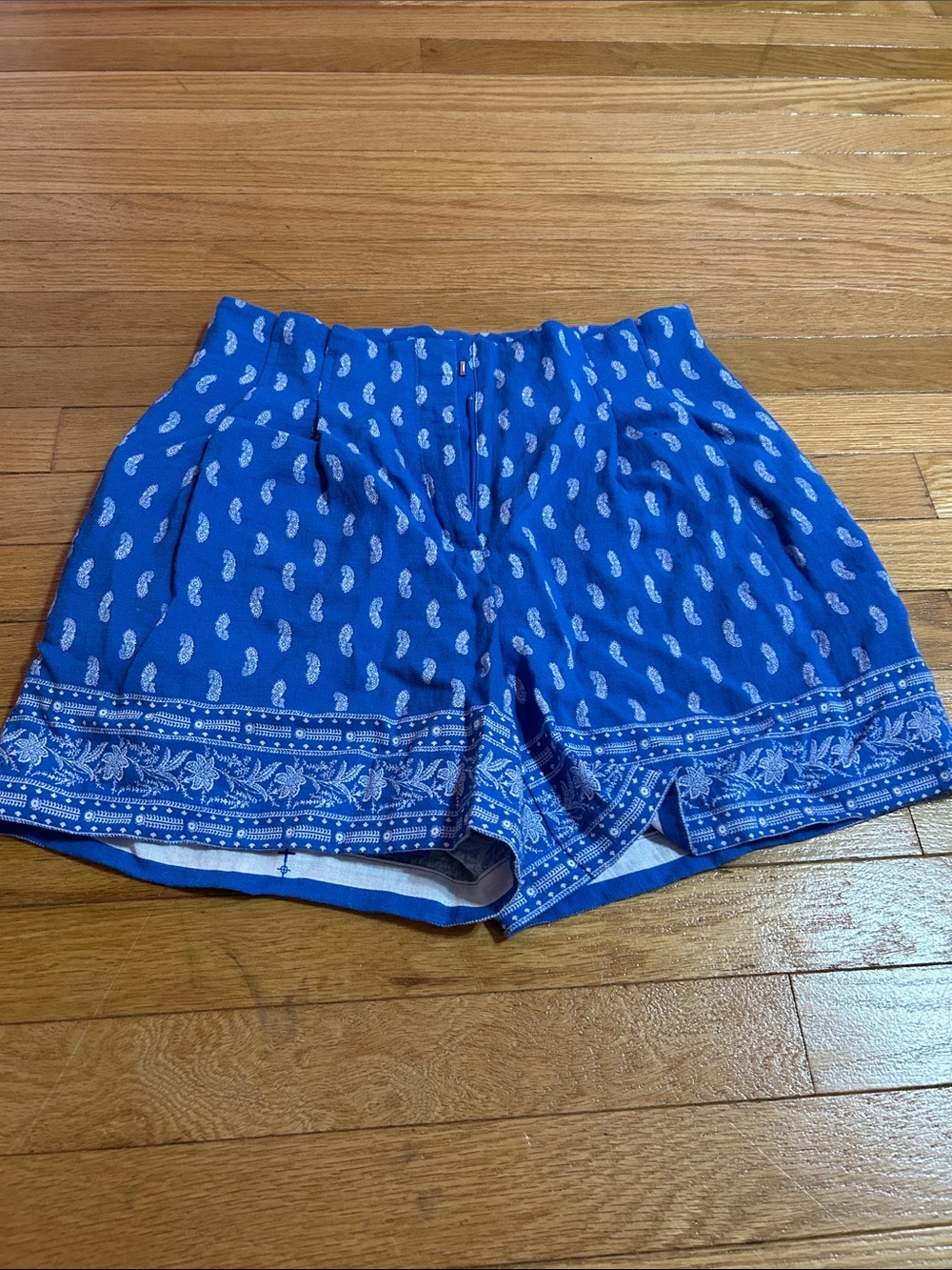 Ann Taylor Factory Blue Printed High-Waist Shorts